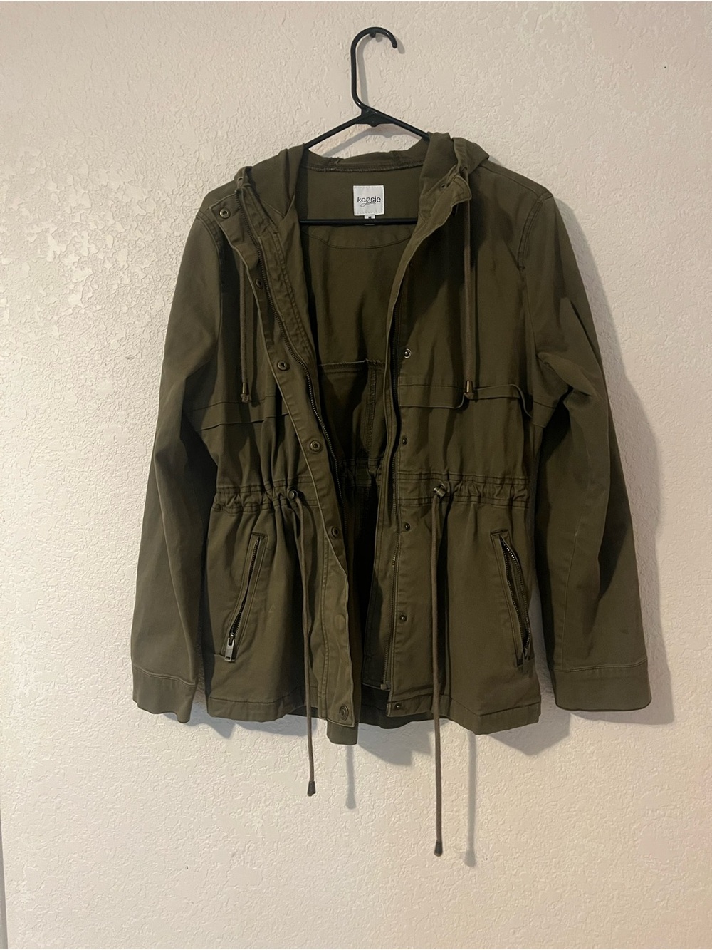 Kensie Olive Green Utility Anorak Jacket with Hood